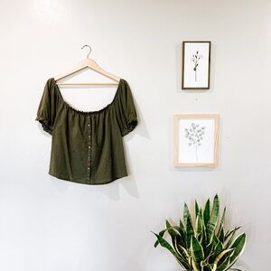 American Eagle Outfitters Olive Green Blouse